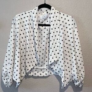 Iris Basic Polka Dot Draped Waterfall Jacket